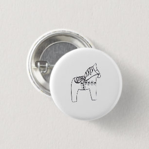 Dala Horse 3 Cm Round Badge
