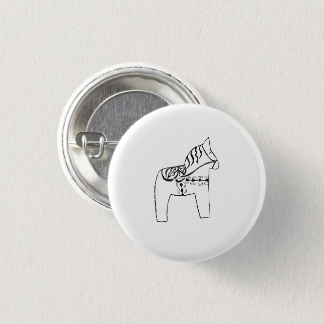 Dala Horse 3 Cm Round Badge (Front & Back)