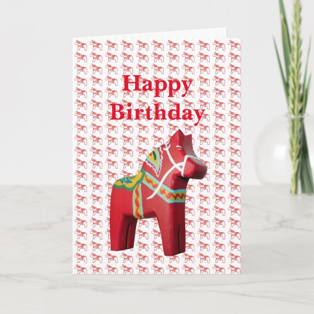 Dala Horse Birthday Card (Front)