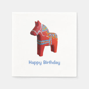 Dala Horse Birthday Paper Napkins