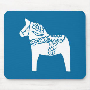 Dala Horse Blue Mouse Mat