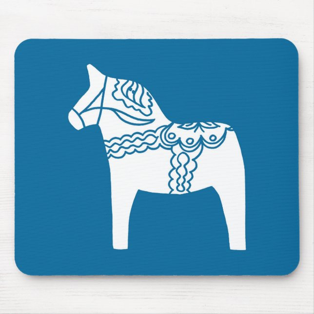 Dala Horse Blue Mouse Mat (Front)