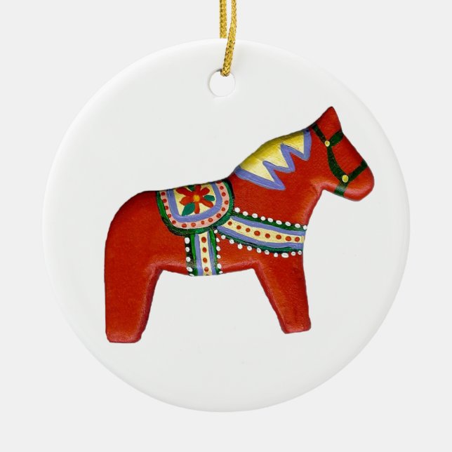 Dala Horse Christmas Ornament (Front)