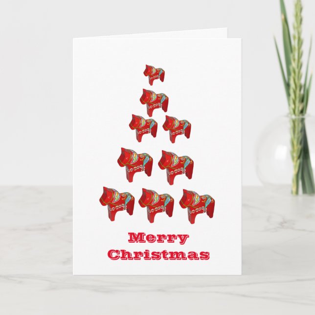 Dala Horse Christmas Tree Card (Front)