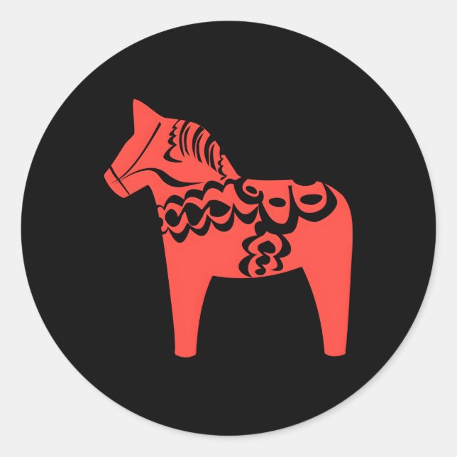 Dala Horse Dalarna Swedish Sweden Sverige Classic Round Sticker (Front)
