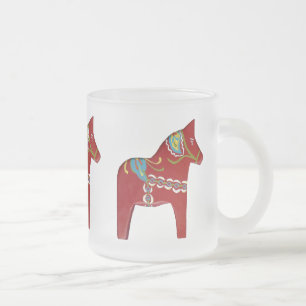 Dala Horse Frosted Glass Mug