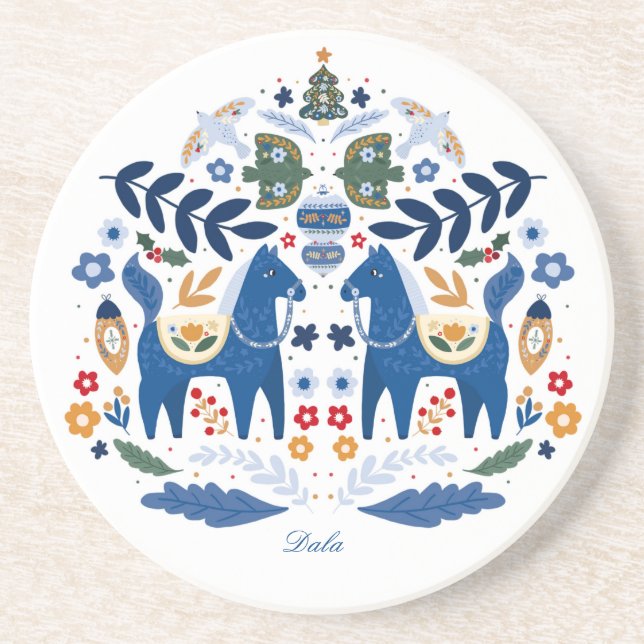 Dala Horse - Home Sweet Home Coaster (Front)