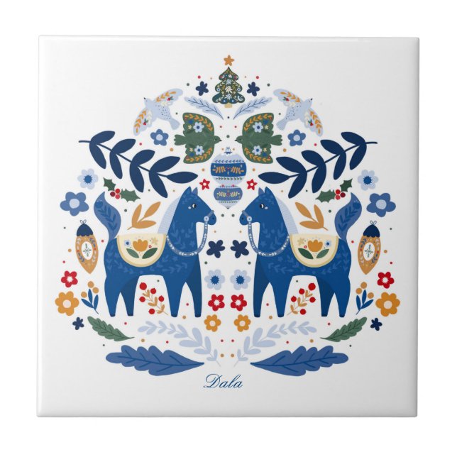 Dala Horse - Home Sweet Home Tile (Front)