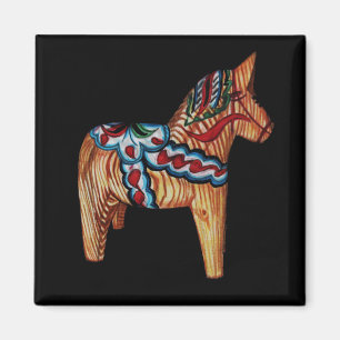 Dala Horse, Natural Wood Magnet