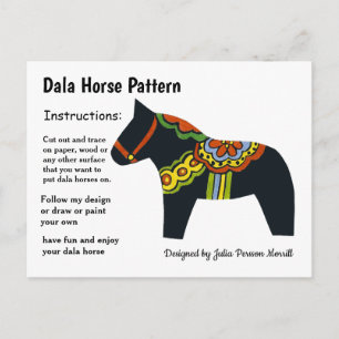Dala Horse Pattern to Share Holiday Postcard