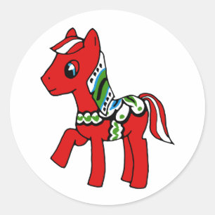 Dala Horse Pony Classic Round Sticker