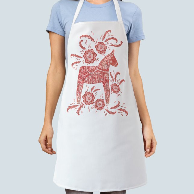 Dala Horse Red and White Swedish Design Apron (Creator Uploaded)
