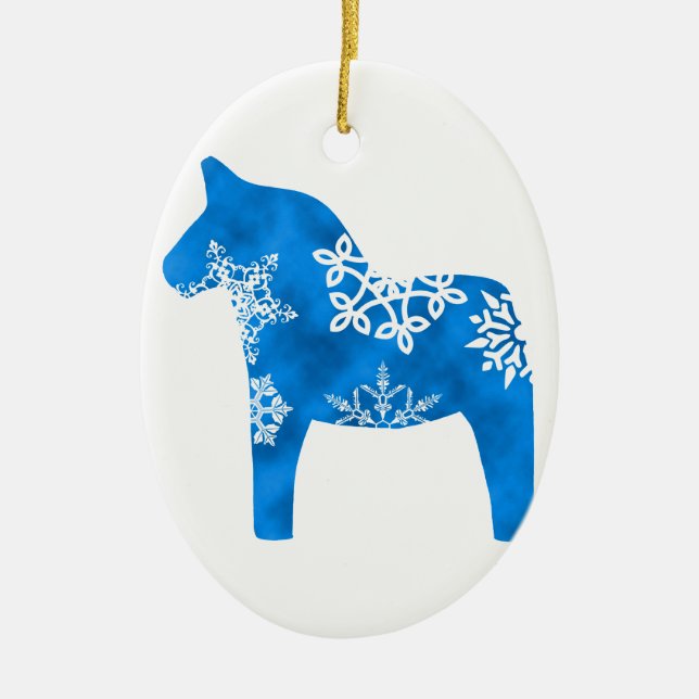 Dala Horse Snowflake Ceramic Tree Decoration (Front)
