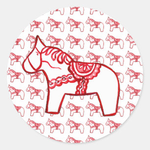 Dala Horse Sticker in Red and White