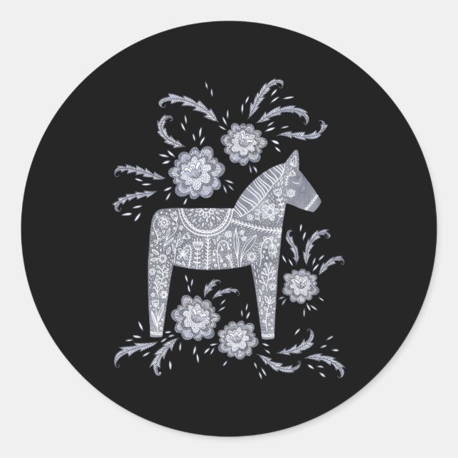 Dala Horse Swedish Classic Round Sticker (Front)