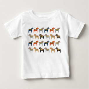 Dala Horse Swedish Folk Art Pattern Baby T-Shirt