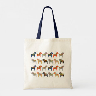 Dala Horse Swedish Folk Art Pattern Tote Bag
