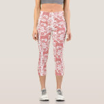 Dala Horse Swedish Red and White Pattern Capri Leggings<br><div class="desc">Dala or Dalecarlian Horse pattern in red and white.  Swedish folk style design.  Original art by Nic Squirrell.</div>