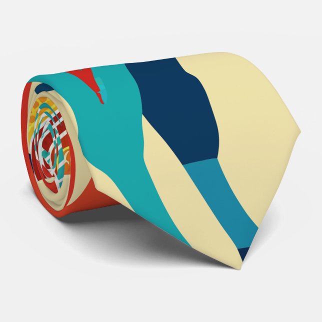 Dala Horse Watercolor Custom Pattern Tie (Rolled)
