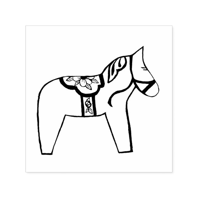 Dala Horse with Flowers Self-inking Stamp (Design)