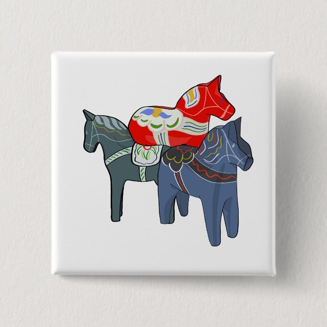 Dala Horses 15 Cm Square Badge (Front)