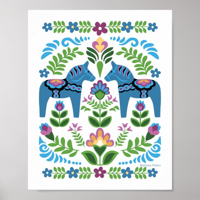 Dala Horses Blue Poster (Front)
