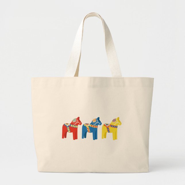 Dala Horses Large Tote Bag (Front)