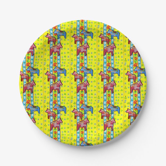 Dala Horses Paper Plate (Front)