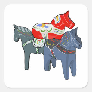 Dala Horses Square Sticker
