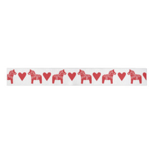Dala Horses with Hearts Red and White Ribbon Grosgrain Ribbon