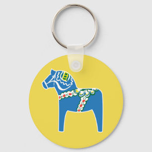 Dalahäst Dala horse blue Key Ring