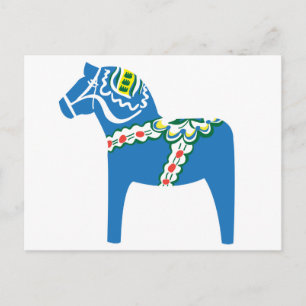 Dalahäst   Dala horse blue Postcard
