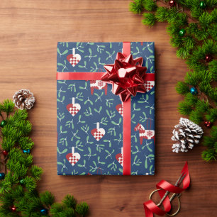 Dalahorse, Pleated Hearts and Mistletoe Christmas Wrapping Paper