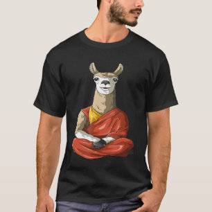 Dalai Llama Meditating Alpaca Buddhist Llama Yoga  T-Shirt