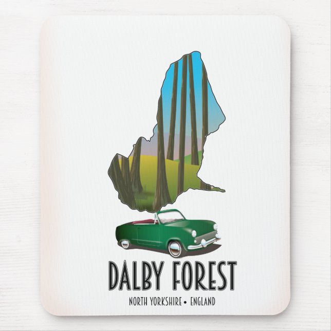 Dalby Forest North Yorkshire travel map Mouse Mat (Front)