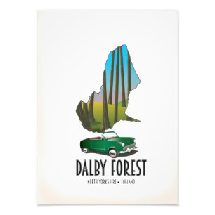 Dalby Forest North Yorkshire travel map Photo Print