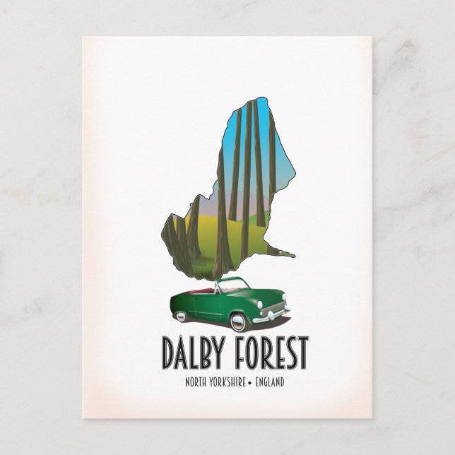 Dalby Forest North Yorkshire travel map Postcard (Front)