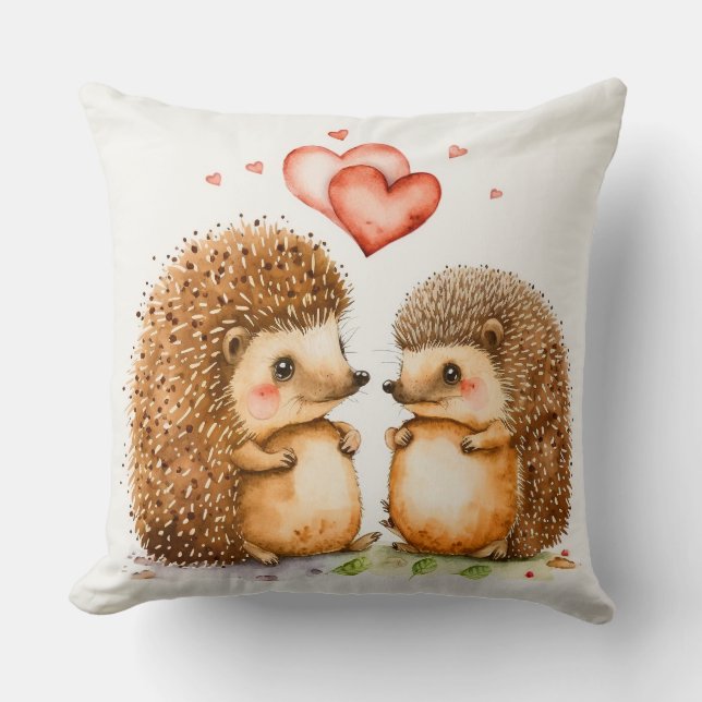 Dale and Peggy Valentine Hedgehogs Pillow (Front)