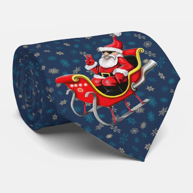 Dale Christmas Collection Peace Santa in Sleigh Tie (Rolled)