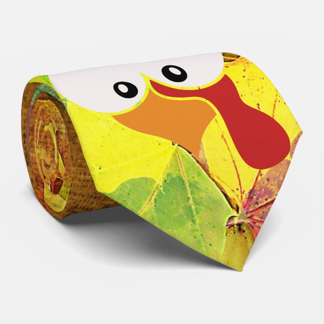 Dale Colourful Turkey Face Thanksgiving Tie (Rolled)