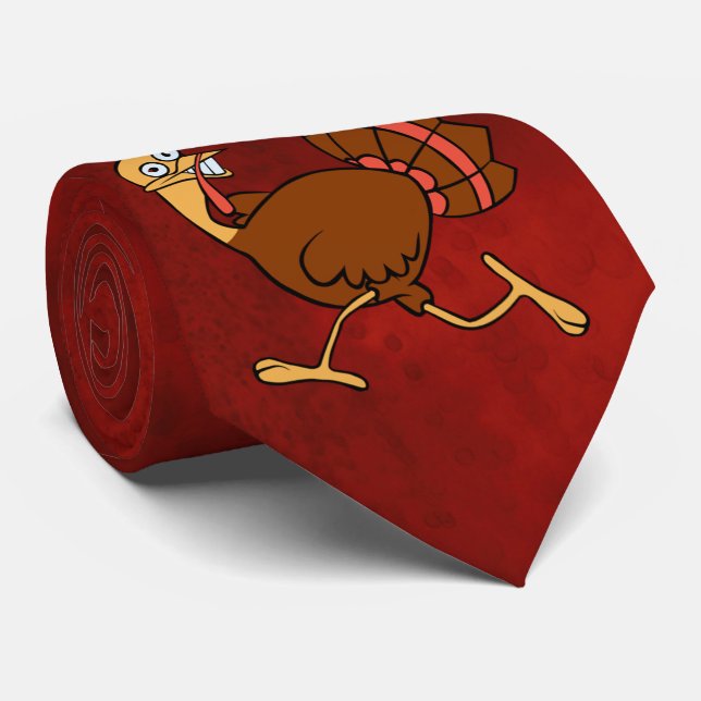 Dale Crazy Turkey Thanksgiving Red Tie (Rolled)