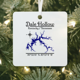 Dale Hollow Lake Kentucky Tennessee Metal Square Tree Decoration