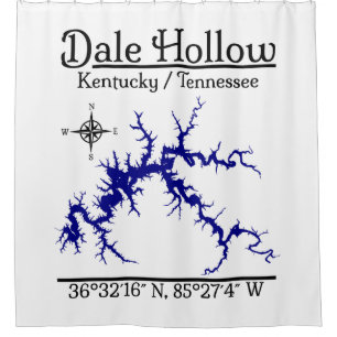Dale Hollow Lake Kentucky Tennessee Nautical Map S Shower Curtain