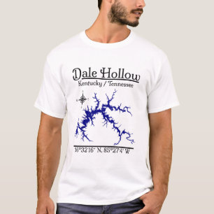 Dale Hollow Lake Kentucky Tennessee Nautical Map T-Shirt