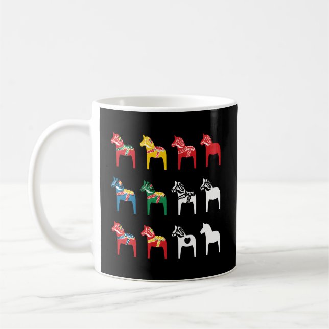 Dalecarlian Dalarna Colourful Swedish Dala Horses Coffee Mug (Left)