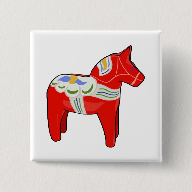 Dalecarlian horse 15 cm square badge (Front)