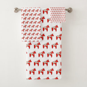 Dalecarlian horse  bath towel set