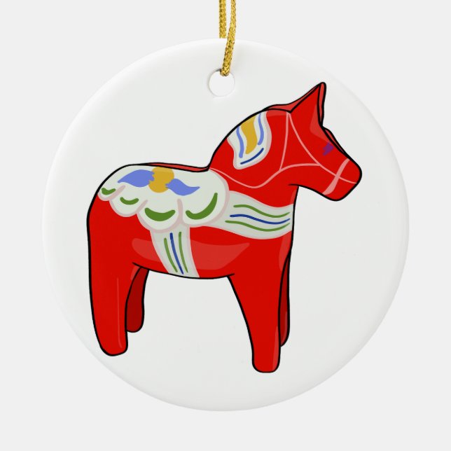 Dalecarlian horse ceramic tree decoration (Front)
