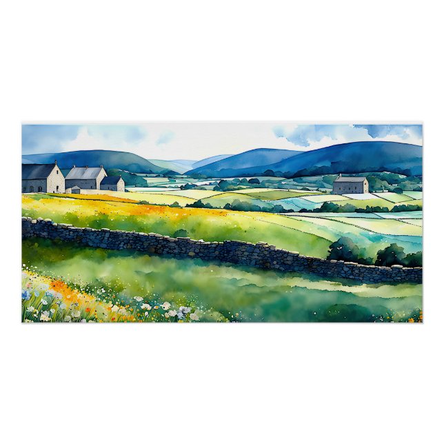 “Dalehaven” Wide Landscape Yorkshire Dales Scene Poster (Front)