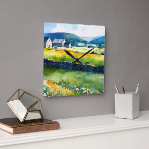 “Dalehaven” Wide Landscape Yorkshire Dales Scene Square Wall Clock